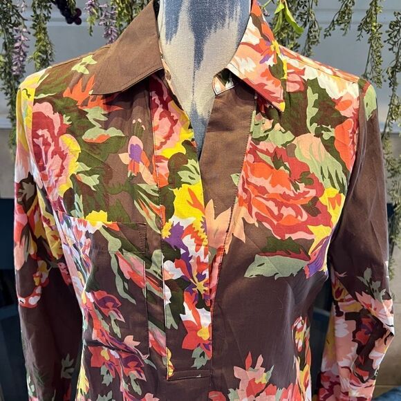 Soft Surroundings brown floral pull over tunic PS - Picture 3 of 13